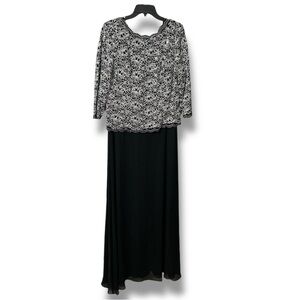 Alex Evenings Silver And Black Embroidered Evening Gown Size 14 - “Patrice”